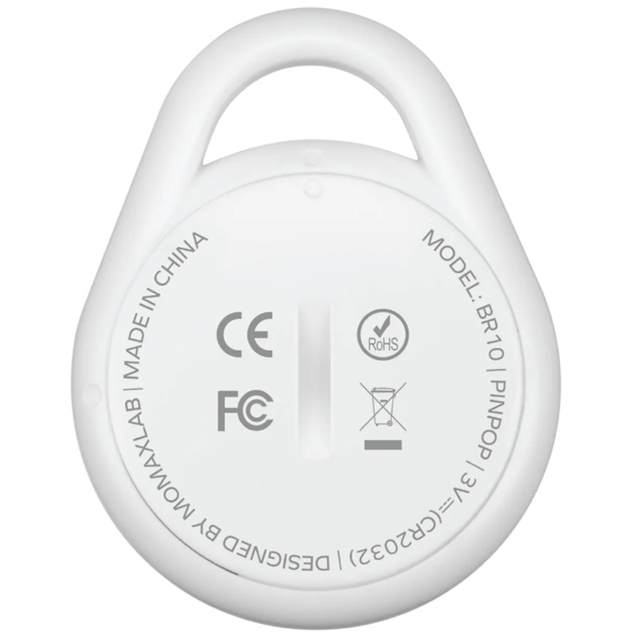 Momax Pinpop Lite Apple Find My Bluetooth Tracker - White - Apple Find My Certified, Precise Real-time Tracking, Accurate Tracking With Two-Way Alarm System, Built-in Buzzer, Easily Hang To Your Personal Belongings