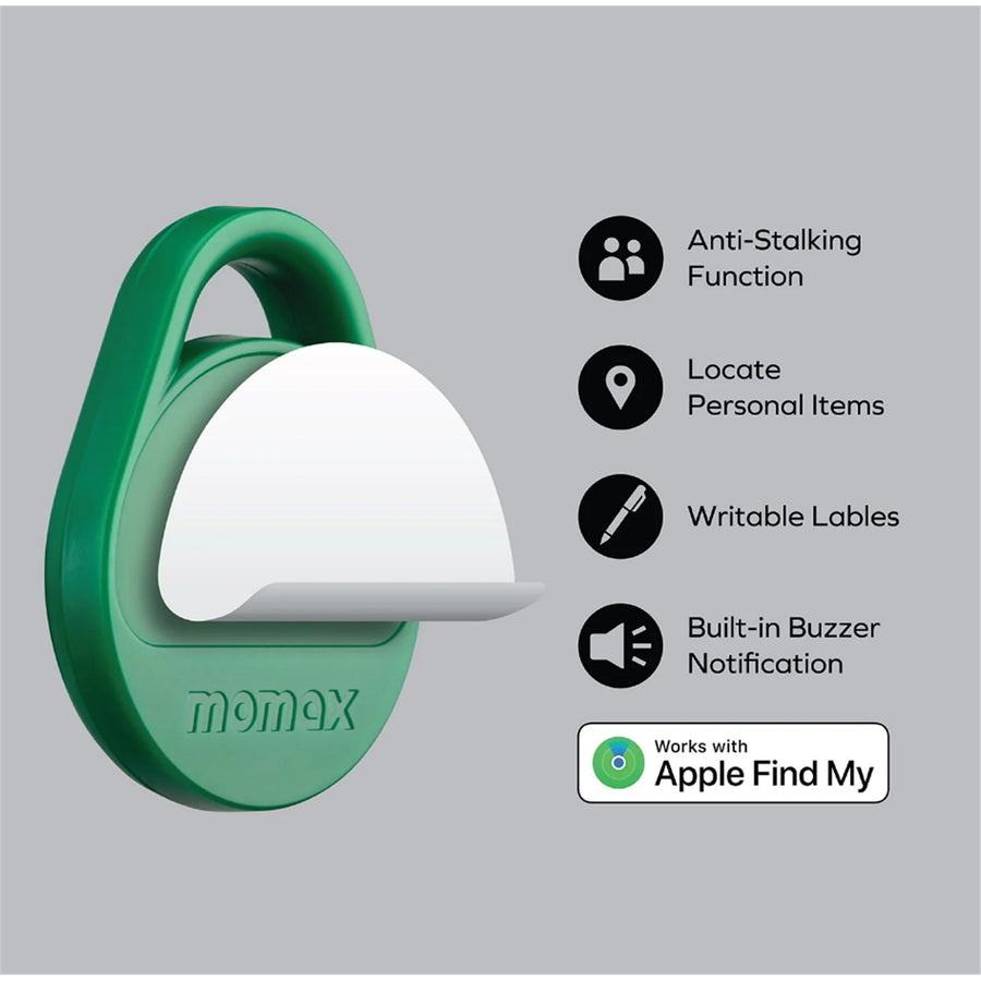 Momax Pinpop Lite Apple Find My Bluetooth Tracker - White - Apple Find My Certified, Precise Real-time Tracking, Accurate Tracking With Two-Way Alarm System, Built-in Buzzer, Easily Hang To Your Personal Belongings