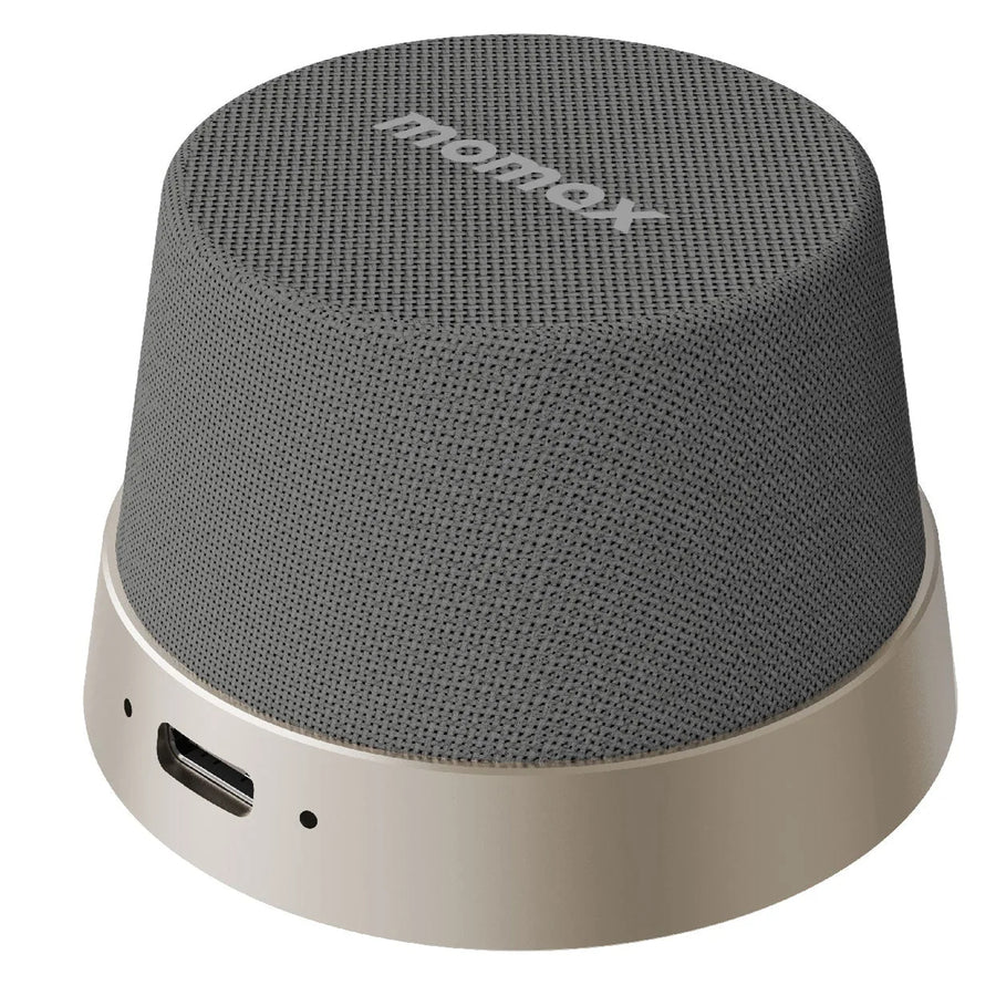 Momax 2 in 1 Magnetic Portable True Wireless Speaker Phone Stand - Titanium - IPX6 Water Resistant, Magnetic & Compact Attachment Design, Fit For iPhones with Magsafe or Magnetic Phone Cases, Double as a Phone Stand