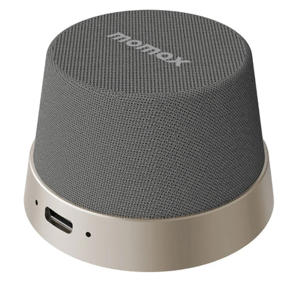 Momax 2 in 1 Magnetic Portable True Wireless Speaker Phone Stand - Titanium - IPX6 Water Resistant, Magnetic & Compact Attachment Design, Fit For iPhones with Magsafe or Magnetic Phone Cases, Double as a Phone Stand