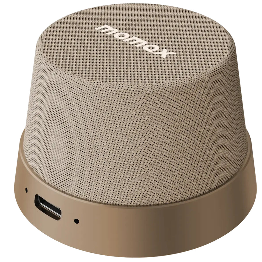 Momax 2 in 1 Magnetic Portable True Wireless Speaker Phone Stand - Sandstone - IPX6 Water Resistant, Magnetic & Compact Attachment Design, Fit For iPhones with Magsafe or Magnetic Phone Cases, Double as a Phone Stand