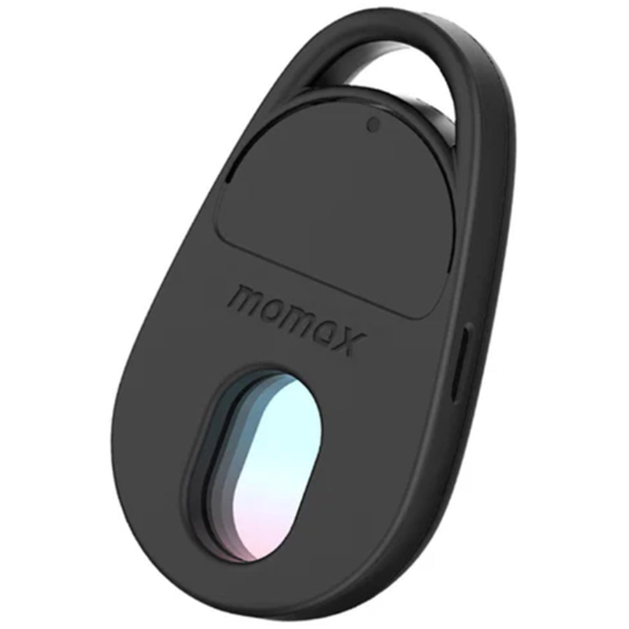 Momax Pinguard Apple Find My Bluetooth Tracker with Anti-Spy Camera Detector - Black - Apple Find My Certified - Hidden Camera Finder With Red Light - Built-in USB-C port for charging- Features emergency two-way alarm on device