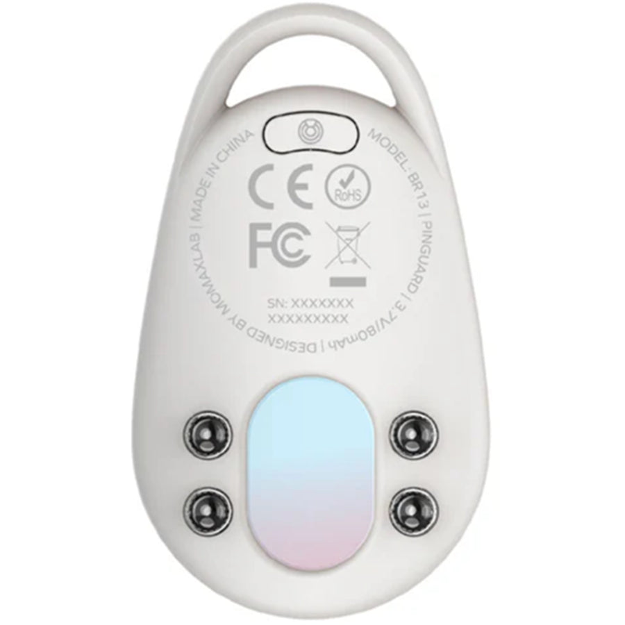 Momax Pinguard Apple Find My Bluetooth Tracker with Anti-Spy Camera Detector - White - Apple Find My Certified - Hidden Camera Finder With Red Light - Built-in USB-C port for charging- Features emergency two-way alarm on device and phone