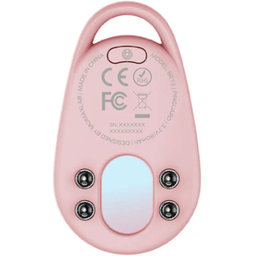 Momax Pinguard Apple Find My Bluetooth Tracker with Anti-Spy Camera Detector - Pink - Apple Find My Certified - Hidden Camera Finder With Red Light - Built-in USB-C port for charging- Features emergency two-way alarm on device and phone