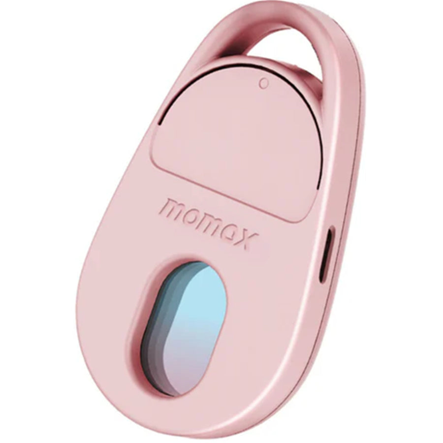 Momax Pinguard Apple Find My Bluetooth Tracker with Anti-Spy Camera Detector - Pink - Apple Find My Certified - Hidden Camera Finder With Red Light - Built-in USB-C port for charging- Features emergency two-way alarm on device and phone