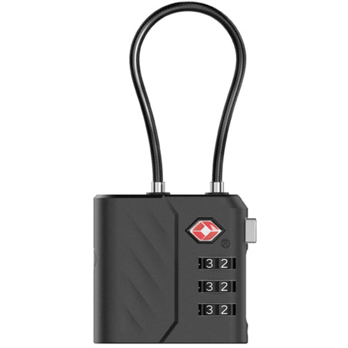 Momax PinLock Apple Find My Bluetooth Tracker with TSA Padlock - Black - Apple Find My Certified - TSA approved luggage lock - Built-in USB-C port for charging - With instant lost alarm setting