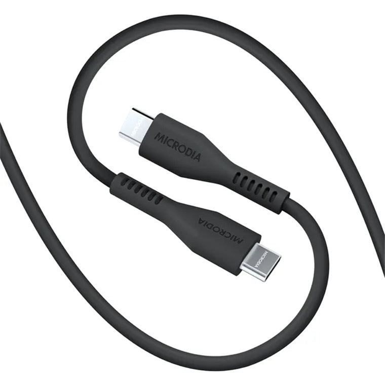 MICRODIA FRUITYWIRE LIQUID SILICON PD100W 2.6M USB-C TO USB-C CABLE - CHARCOAL