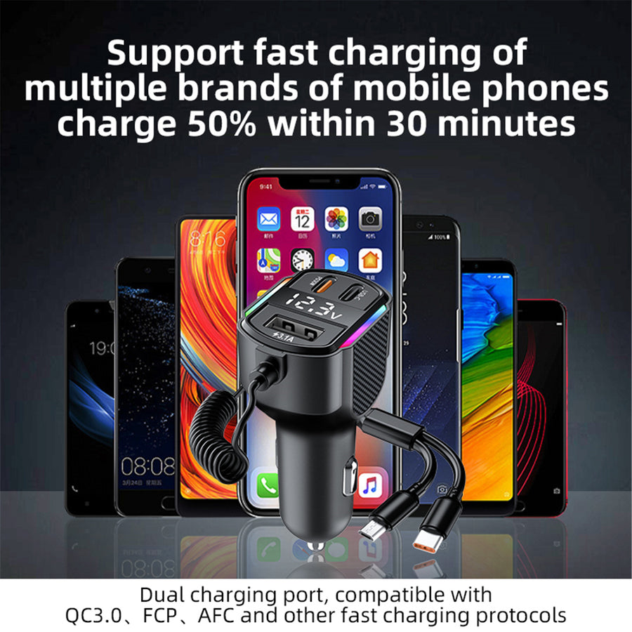 NoBrand   30W PD USB-C Car Charger with 1.2m USB-C & Micro USB Cable