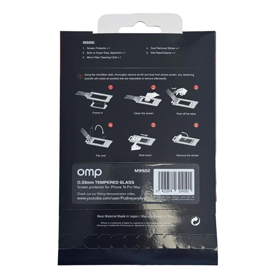 OMP Screen Protectors M9922 - OMP iPhone 16 Pro Max Premium Glass Screen Protector