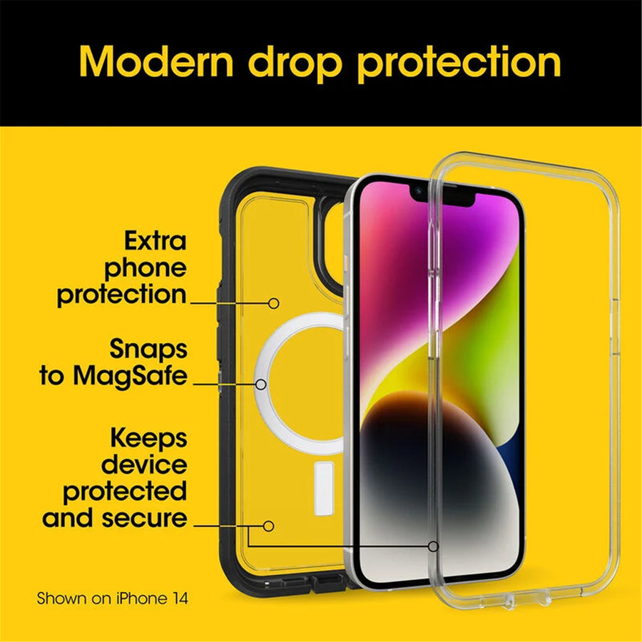 OtterBox iPhone 15/14/13 (6.1") Defender XT Dark Side MagSafe Phone Case - Clear/Black