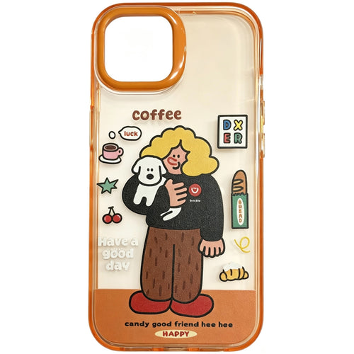 OxygenDog iPhone 15 Vibrant Girl & Puppy Graphic  Case - Orange
