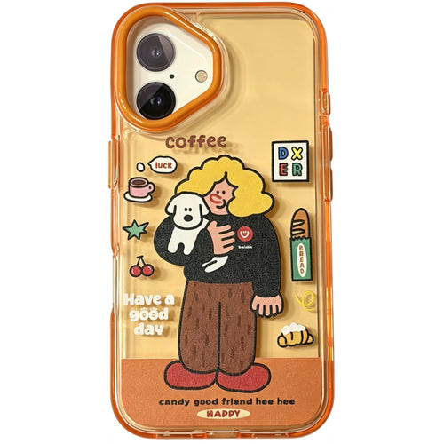 OxygenDog iPhone 16 Vibrant Girl & Puppy Graphic  Case - Orange