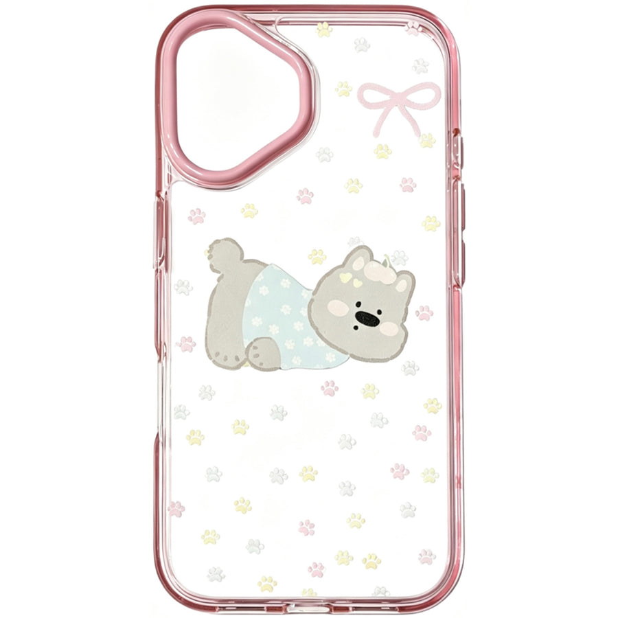 OxygenDog iPhone 16 Soft Pink Bear & Bow-Tie Graphic  Case - Pink