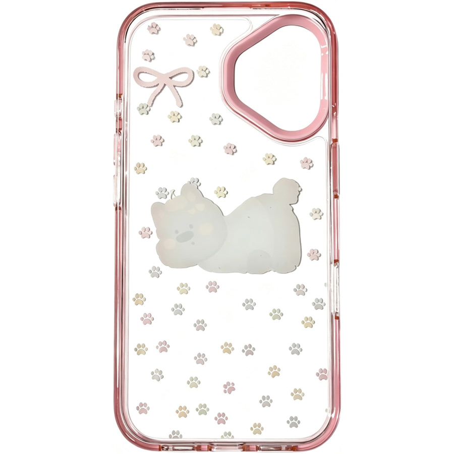 OxygenDog iPhone 16 Soft Pink Bear & Bow-Tie Graphic  Case - Pink