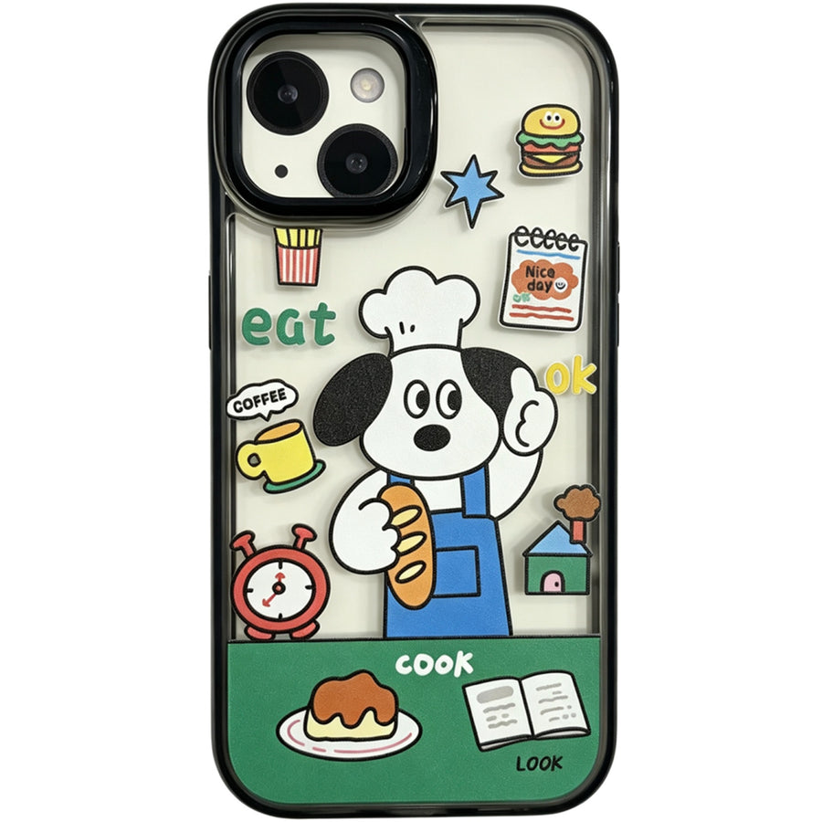 OxygenDog iPhone 15 Cute Chef Puppy Graphic  Case - Black