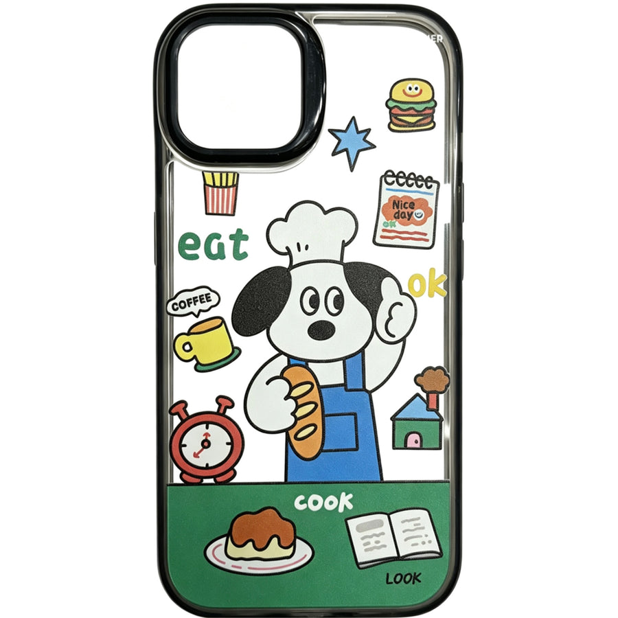 OxygenDog iPhone 15 Cute Chef Puppy Graphic  Case - Black