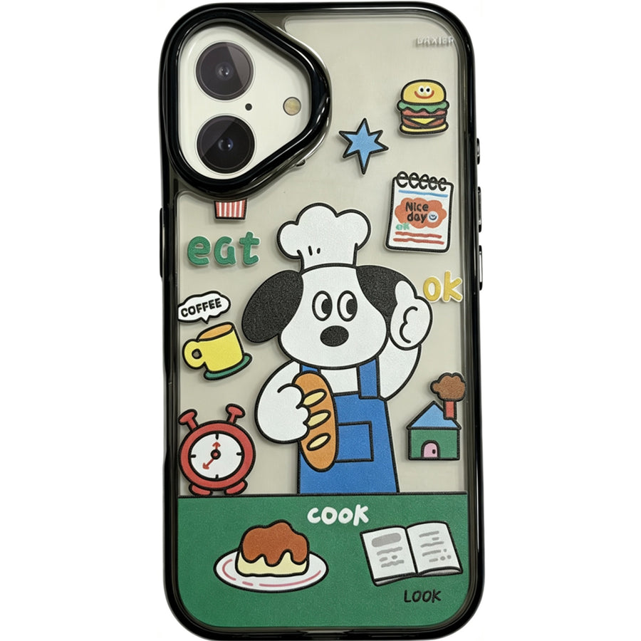 OxygenDog iPhone 16 Cute Chef Puppy Graphic  Case - Black