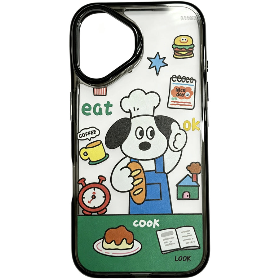 OxygenDog iPhone 16 Cute Chef Puppy Graphic  Case - Black