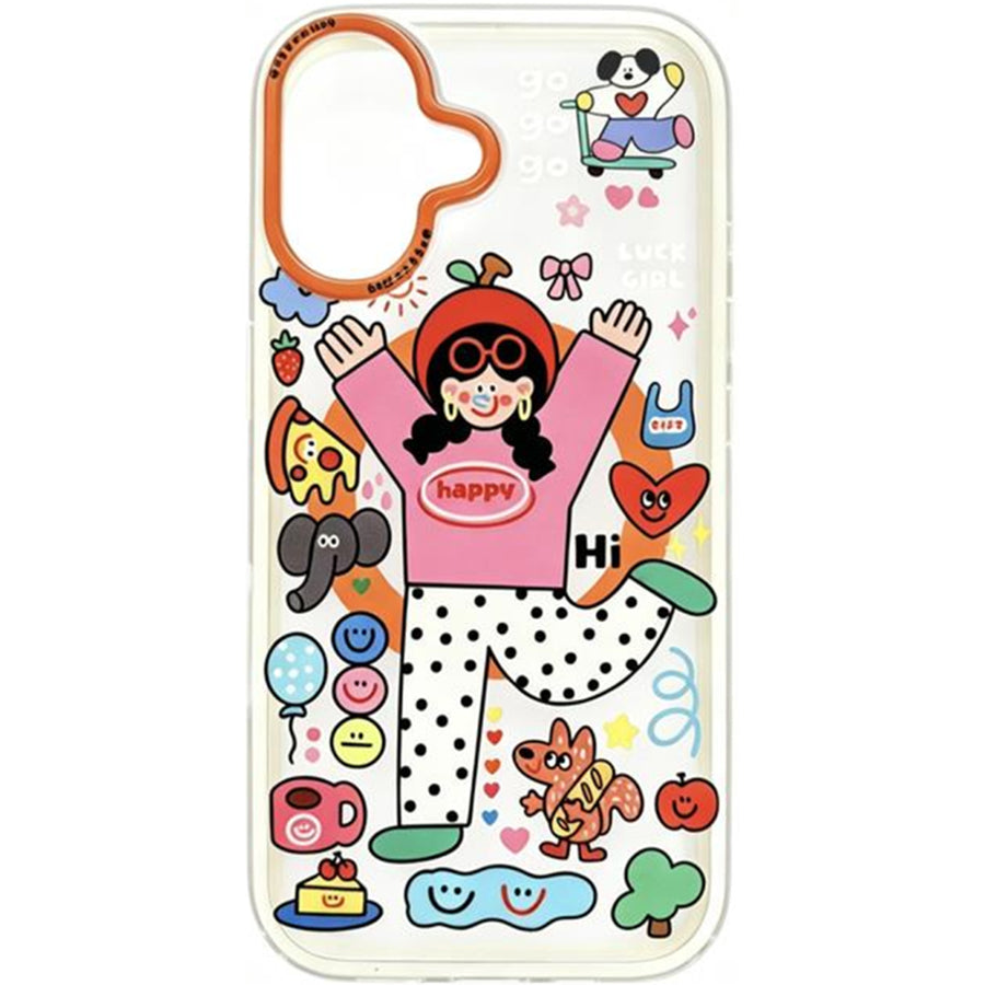 OxygenDog iPhone 17 Happy Girl Graphic  Magnetic Case - Clear