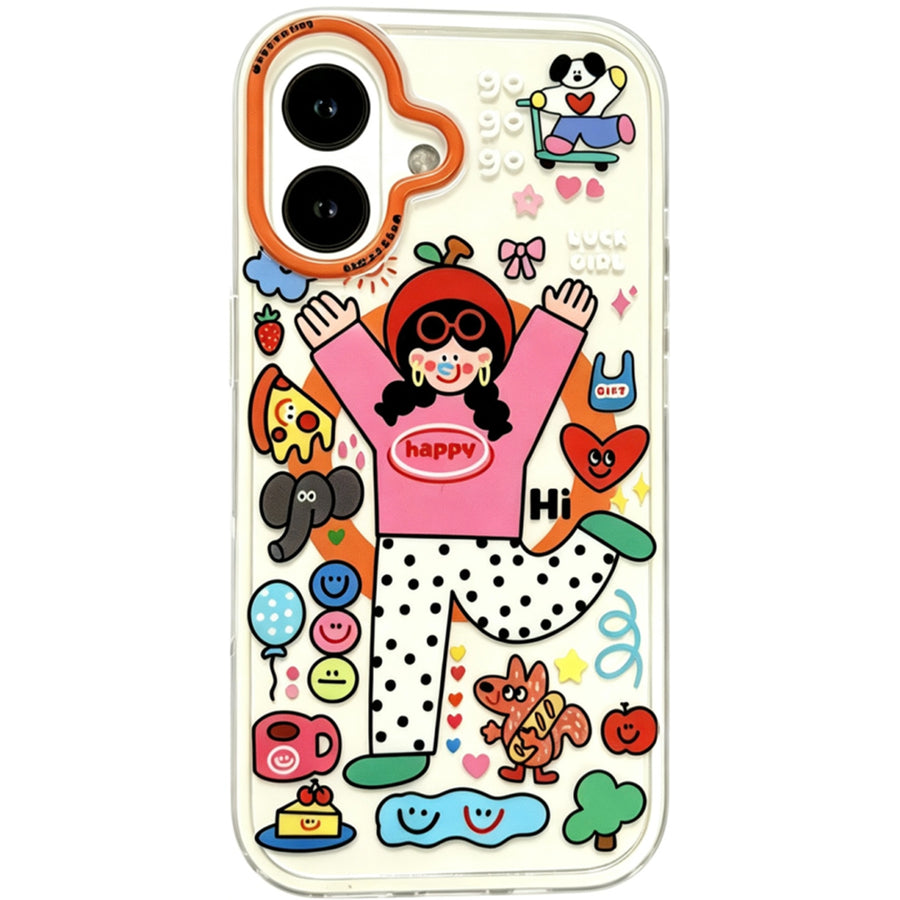 OxygenDog iPhone 17 Happy Girl Graphic  Magnetic Case - Clear