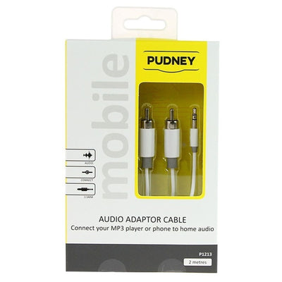PUDNEY   Stereo Audio 3.5mm to RCA Cable - 2m - White