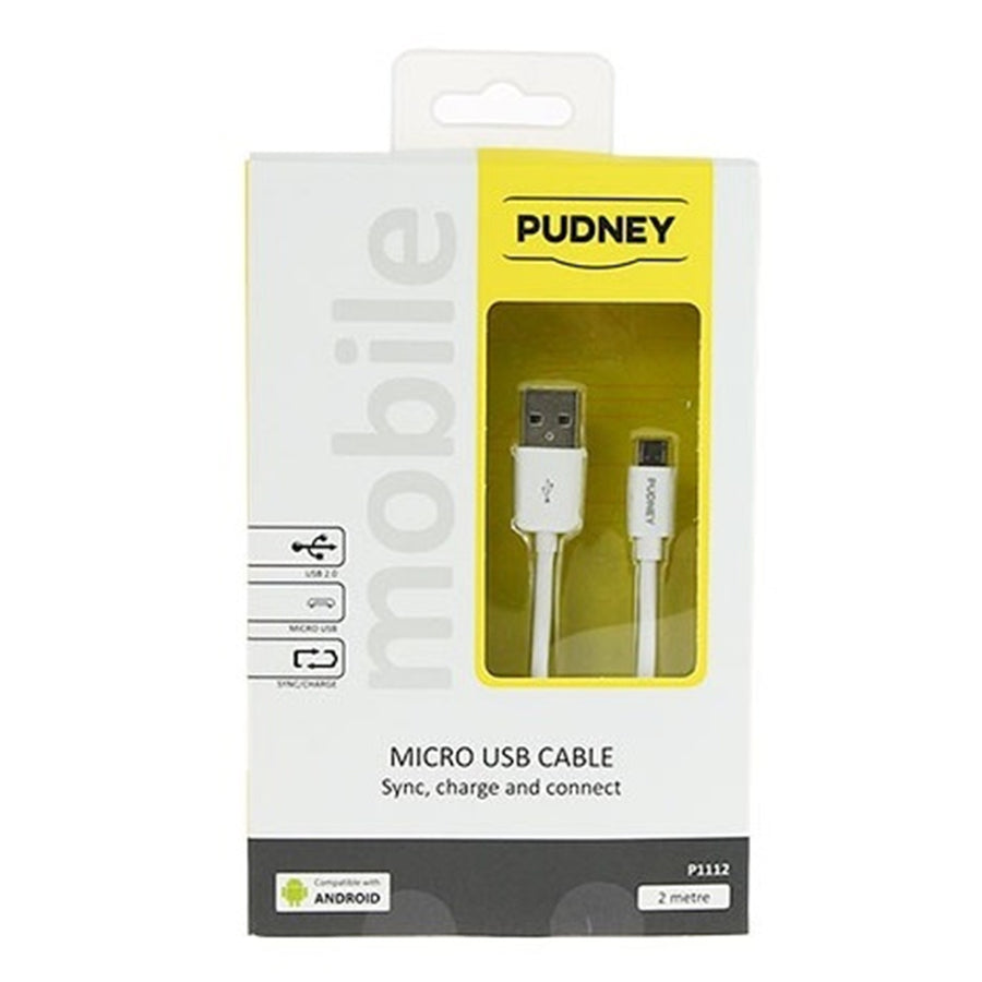Pudney Mobile P1112 – Pudney USB-A-Stecker auf Micro-USB-Stecker, 2 Meter – Weiß