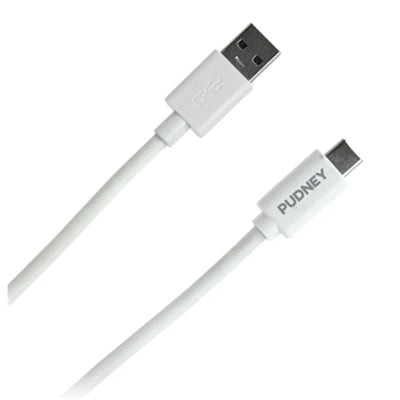 Pudney Mobile P1130 - Pudney USB A Plug to USB C Plug v3.1, 1 Metre – White