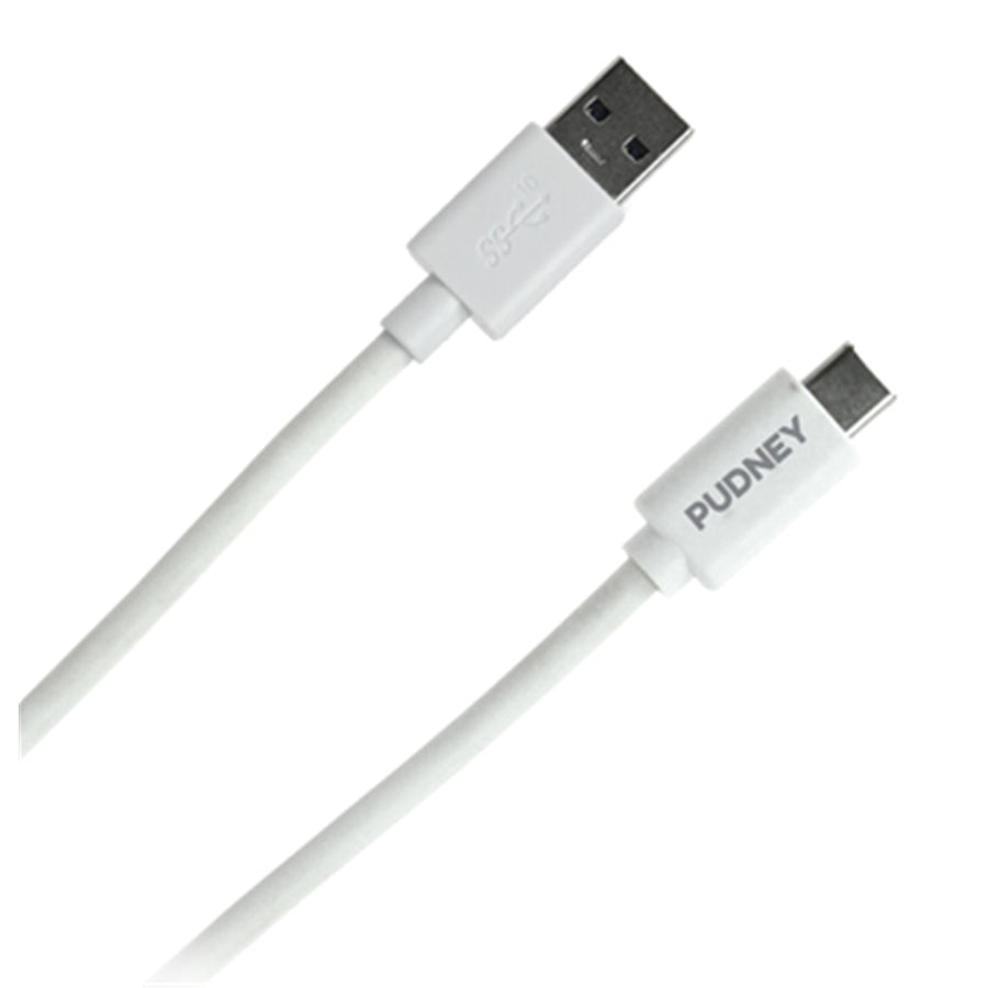 Pudney Mobile P1130 - Pudney USB A Plug to USB C Plug v3.1, 1 Metre – White
