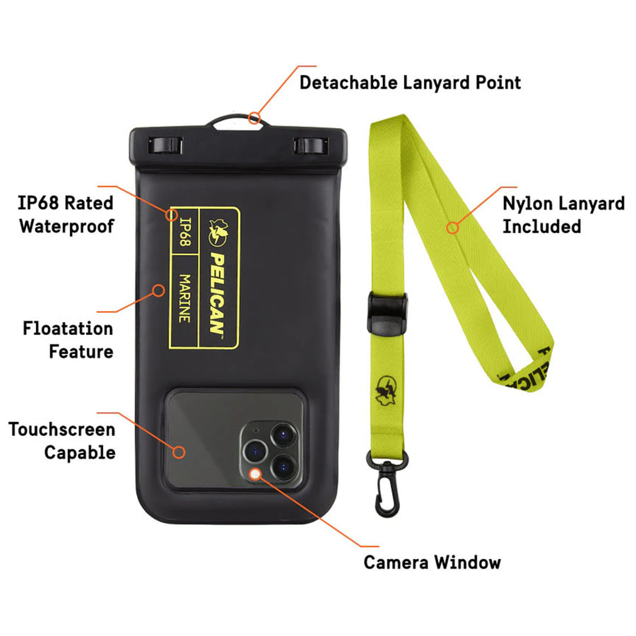 PP044508 - Pelican Marine Waterproof Floating Pouch - Black/Lime Green