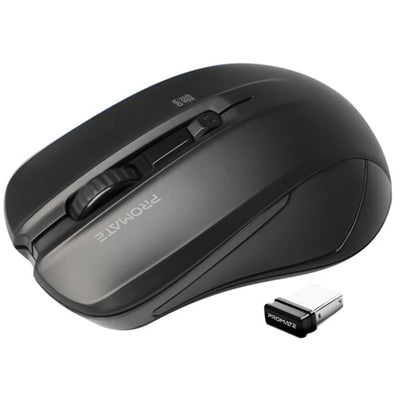 Promate CONTOUR-BLK – Ergonomische kabellose Maus mit beidhändigem Design. 800/1200/1600Dpi 10m Reichweite