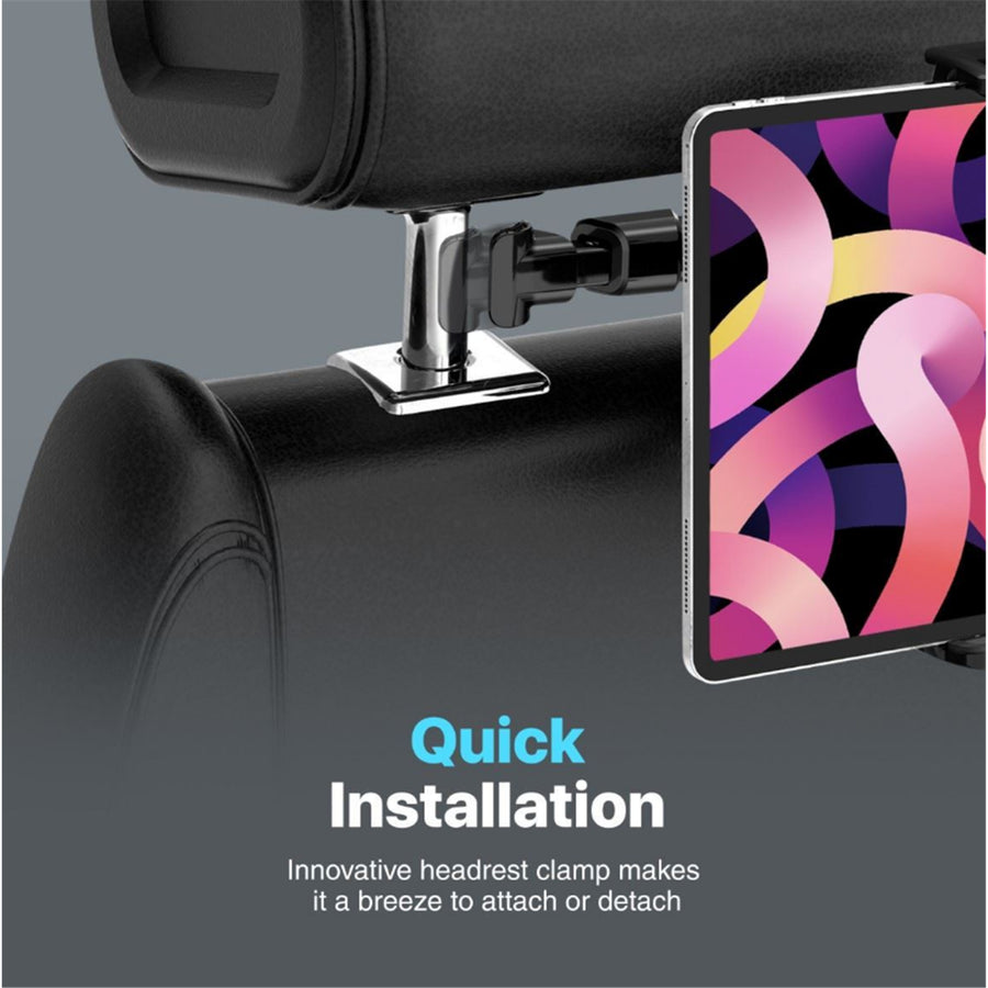 Promate TRIPMOUNT-BLK - Car Seat Phone Mount Holder for 4'' to 11'' Devices