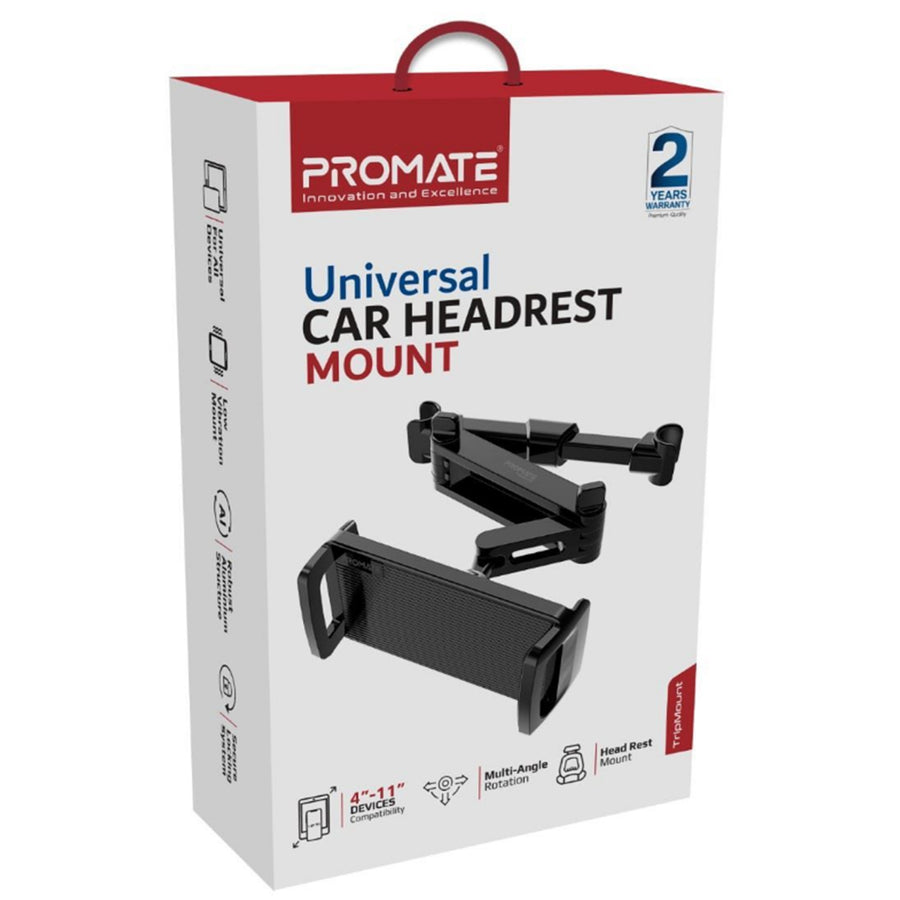Promate TRIPMOUNT-BLK - Car Seat Phone Mount Holder for 4'' to 11'' Devices