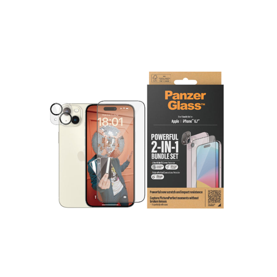 PanzerGlass iPhone 15 Plus 2-in-1 Protection Bundle
