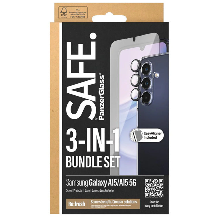 PanzerGlass Samsung Galaxy A15/A15 5G SAFE by Panzer 3 in 1 Bundle