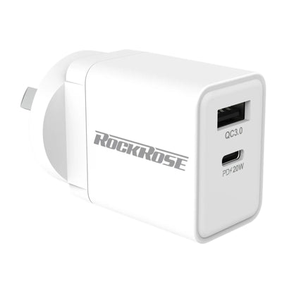 RockRose Casa AC Pro 20W AC Wall Charger -  USB-C 20W PD & USB-A QC 3.0 Dual Port