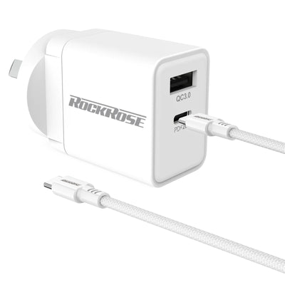 RockRose Casa AC Pro Combo 20W USB-C AC Wall Charger -  With 1M 100W USB-C Charging Cable