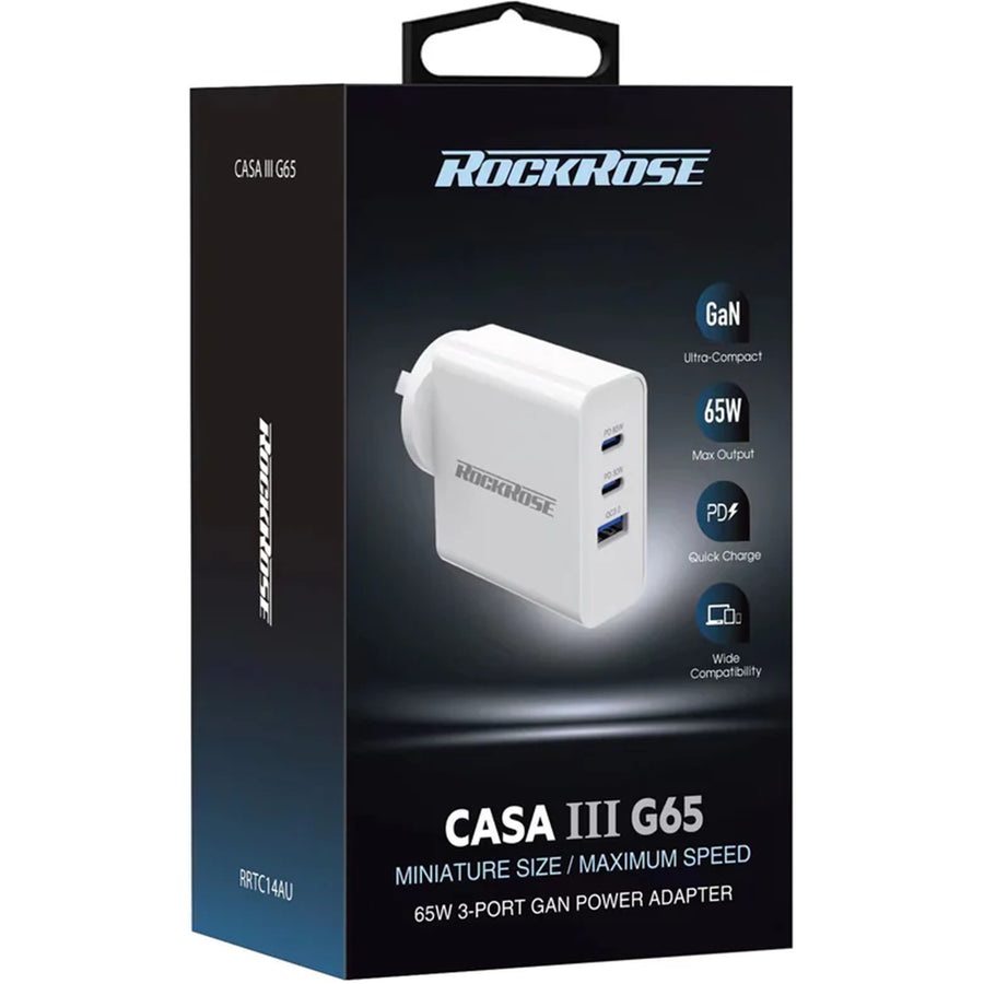 RockRose Casa III G65 65W PD & QC 3.0 USB-C AC Wall Charger
