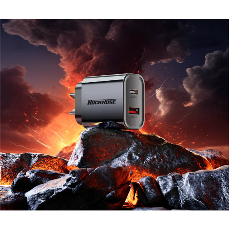 RockRose Infinito G65 -- 65W PD & QC 3.0  , 2X USB-C & USB-A Triple Port AC Wall Charger