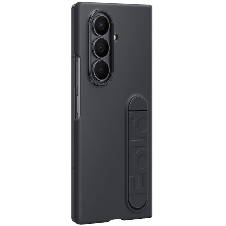 Samsung Galaxy Z Fold7 Silicone Case Back Cover + Screen Protector (AR) + Stand - Black