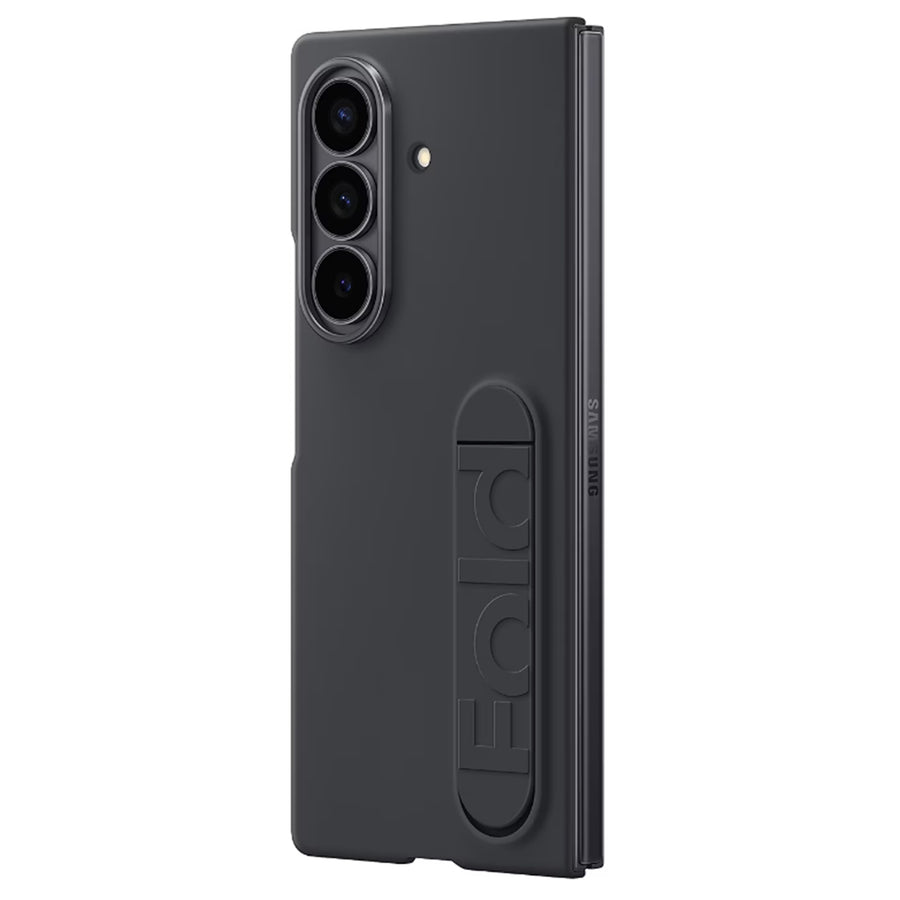 Samsung Galaxy Z Fold7 Silicone Case Back Cover + Screen Protector (AR) + Stand - Black