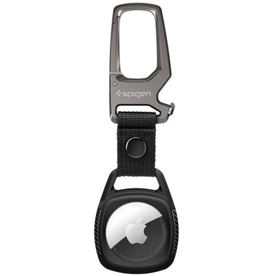 Spigen Apple AirTag Rugged Armor Case - Black, Durable Zinc Alloy & Stainless Steel Carabiner, Lightweight, Designed for multipurpose usage