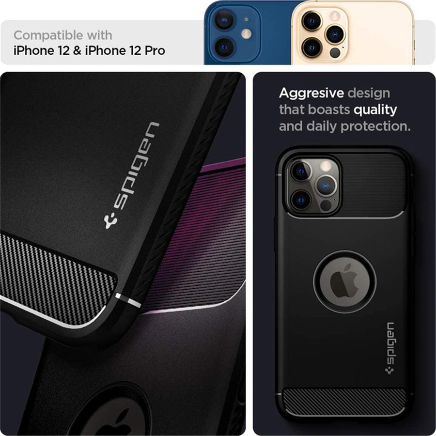 Spigen iPhone 12 / 12 Pro (6.1") Rugged Armor  Case - Black