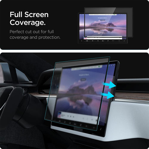 Spigen Tesla Model S / X   Dashboard Premium Anti-Glare Matte Finish Tempered Glass Screen Protector
