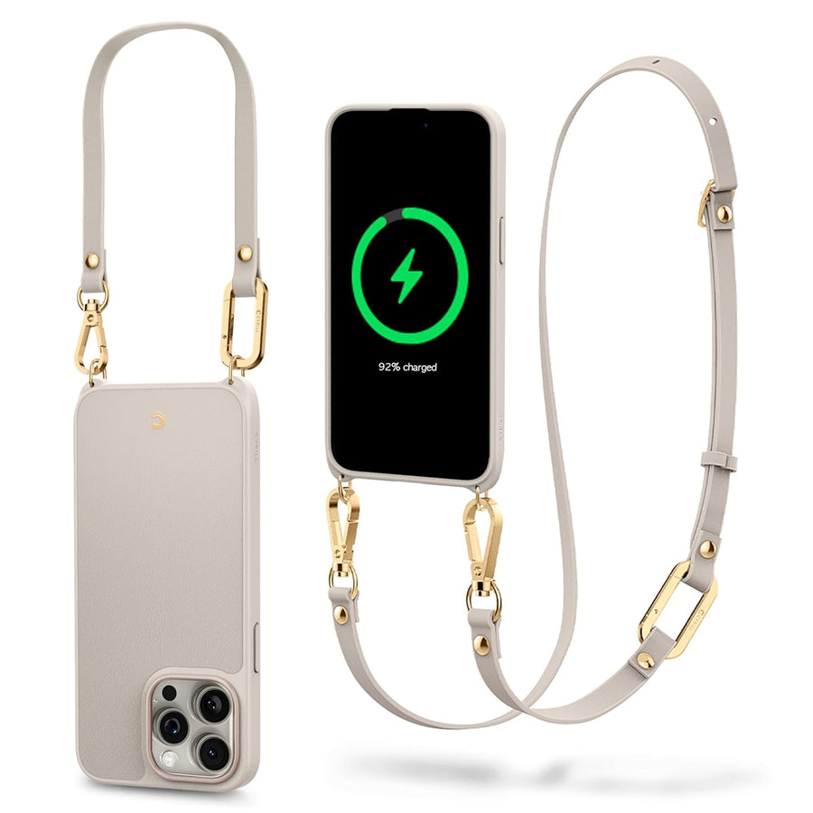 Spigen iPhone 15 Pro (6.1") Cyrill  Classic Charm Mag Case with Strap - Cream