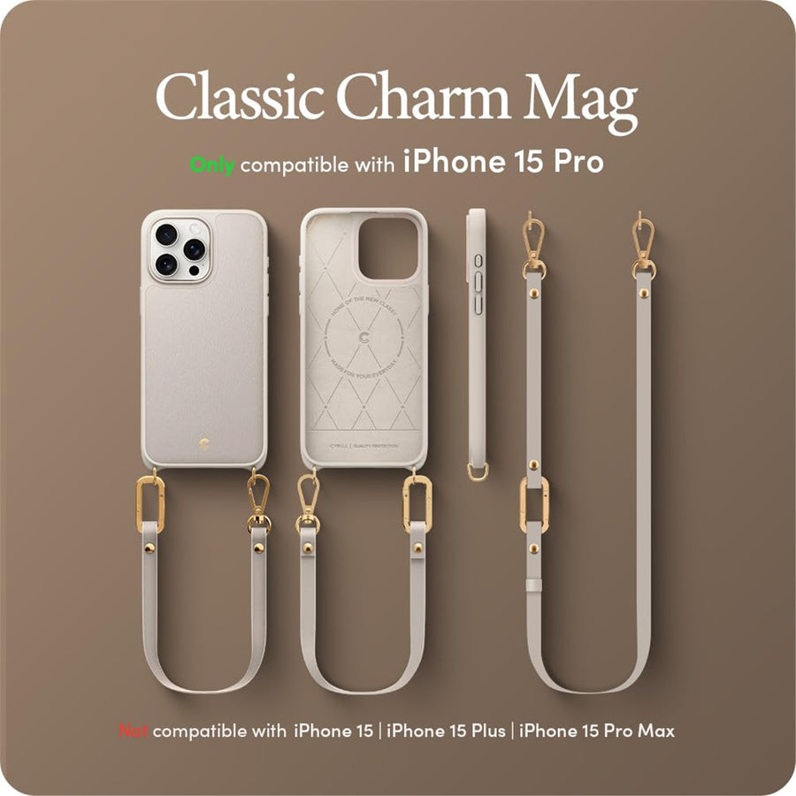 Spigen iPhone 15 Pro (6.1") Cyrill  Classic Charm Mag Case with Strap - Cream