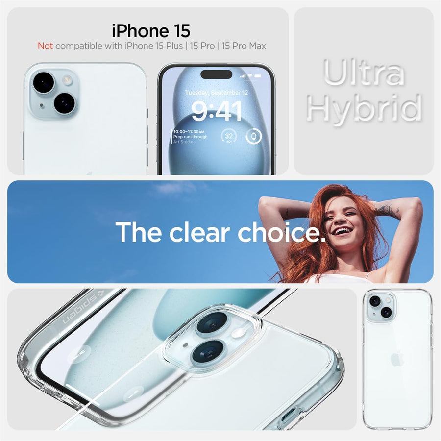 Spigen iPhone 15 (6.1") Ultra Hybrid  Case - Crystal Clear