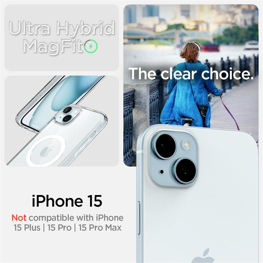 Spigen iPhone 15 (6.1") Ultra Hybrid  MagFit Case - Clear / Transparent