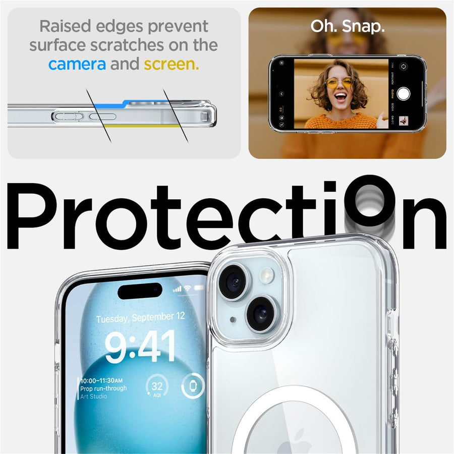 Spigen iPhone 15 (6.1") Ultra Hybrid  MagFit Case - Clear / Transparent