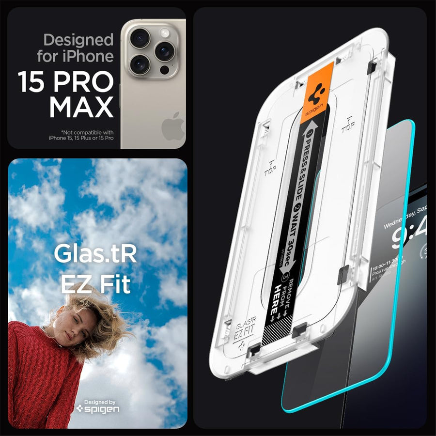 Spigen iPhone 16 Plus (6.7") / 15 Plus (6.7")   Premium Tempered Glass Screen Protector