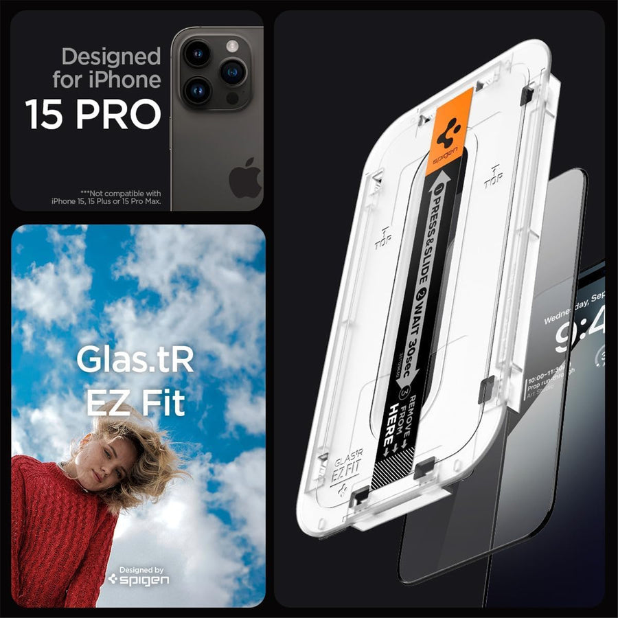 Spigen iPhone 15 Pro (6.1")   Premium Tempered Glass Screen Protector